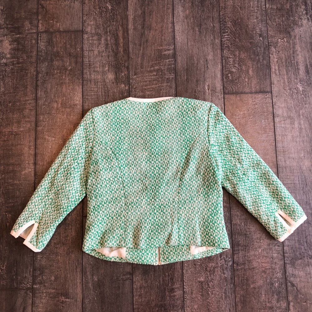 CAbi Green Tweed Zip-Up Jacket Size 8 - Picture 7 of 8
